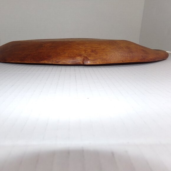 Vintage Large Wood Carved Leaf Bowl Plate - Picture 10 of 14